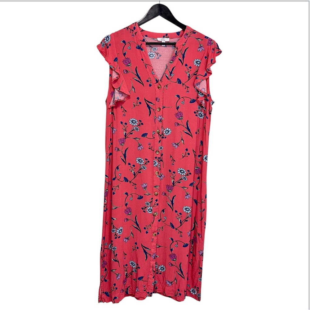 Como Vintage Floral Flutter Sleeve Midi Dress - Size L